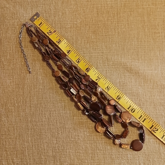 Chunky Brown Multi Strand Necklace - Picture 6 of 7
